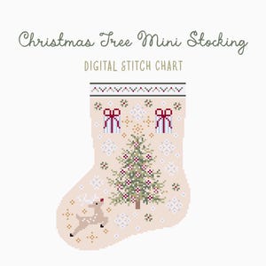 Mini Christmas Tree Stocking Cross Stitch/Needlepoint Pattern | Holiday Seasonal Christmas Craft