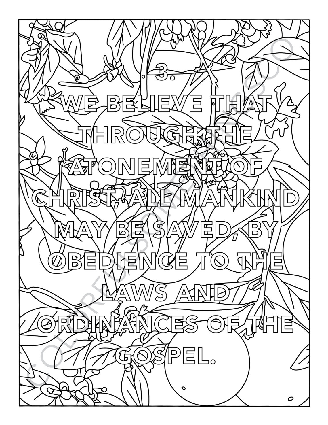13 Articles of Faith Coloring Pages Pack of 13 Digital - Etsy
