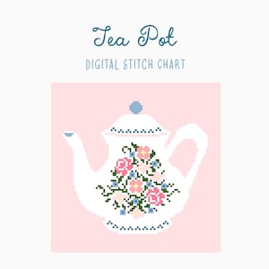 Tea Pot Cross Stitch/Needlepoint Pattern | Spring Craft