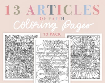 13 Articles of Faith Coloring Pages Pack of 13 | Digital Download Coloring Pages | Latter-Day Saint Coloring Pages for Children
