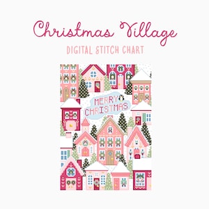 Christmas Village Cross Stitch/Needlepoint Pattern | Holiday Christmas Craft