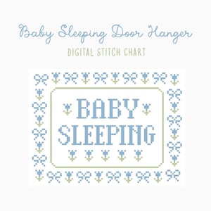 Baby Sleeping Cross Stitch/Needlepoint Pattern - Blue
