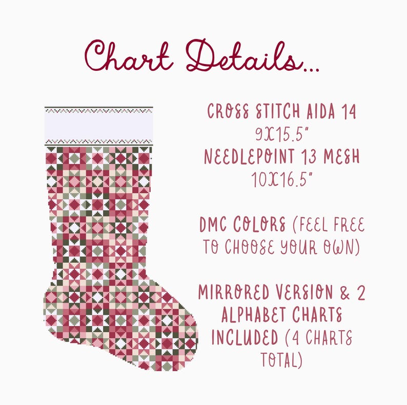 Meias de Natal inspiradas em patchwork, ponto cruz/padrão de bordado | Artesanato natalino sazonal de herança imagem 2