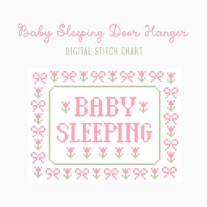 Baby Sleeping Cross Stitch/Needlepoint Pattern - Pink