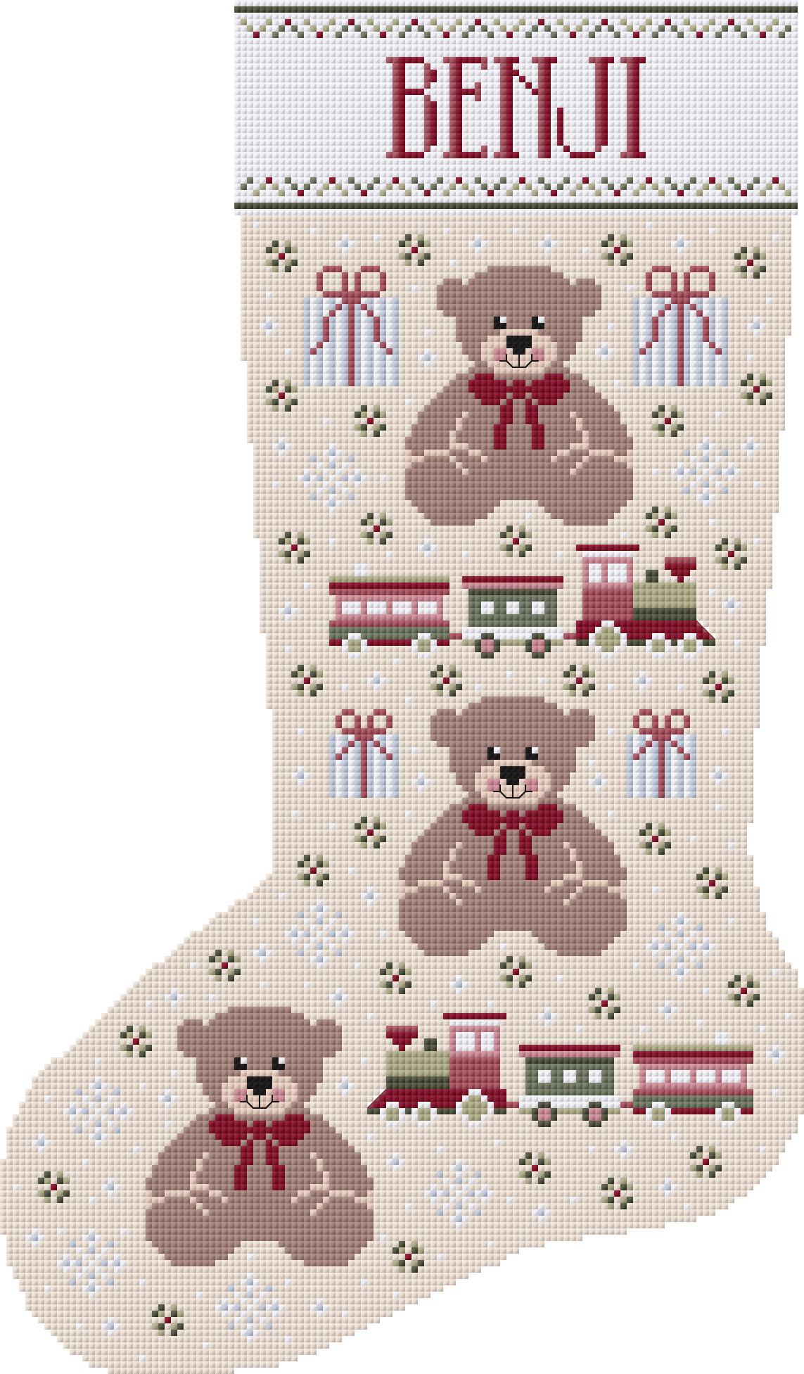 Teddy Bear Christmas Stocking Cross Stitch Pattern Heirloom Holiday ...