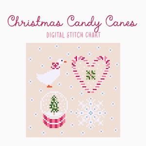 Christmas Mini Cross Stitch Needlepoint Pattern - Goose | Candy Cane | Snow Globe | Snowflake | Holiday Seasonal Christmas Craft