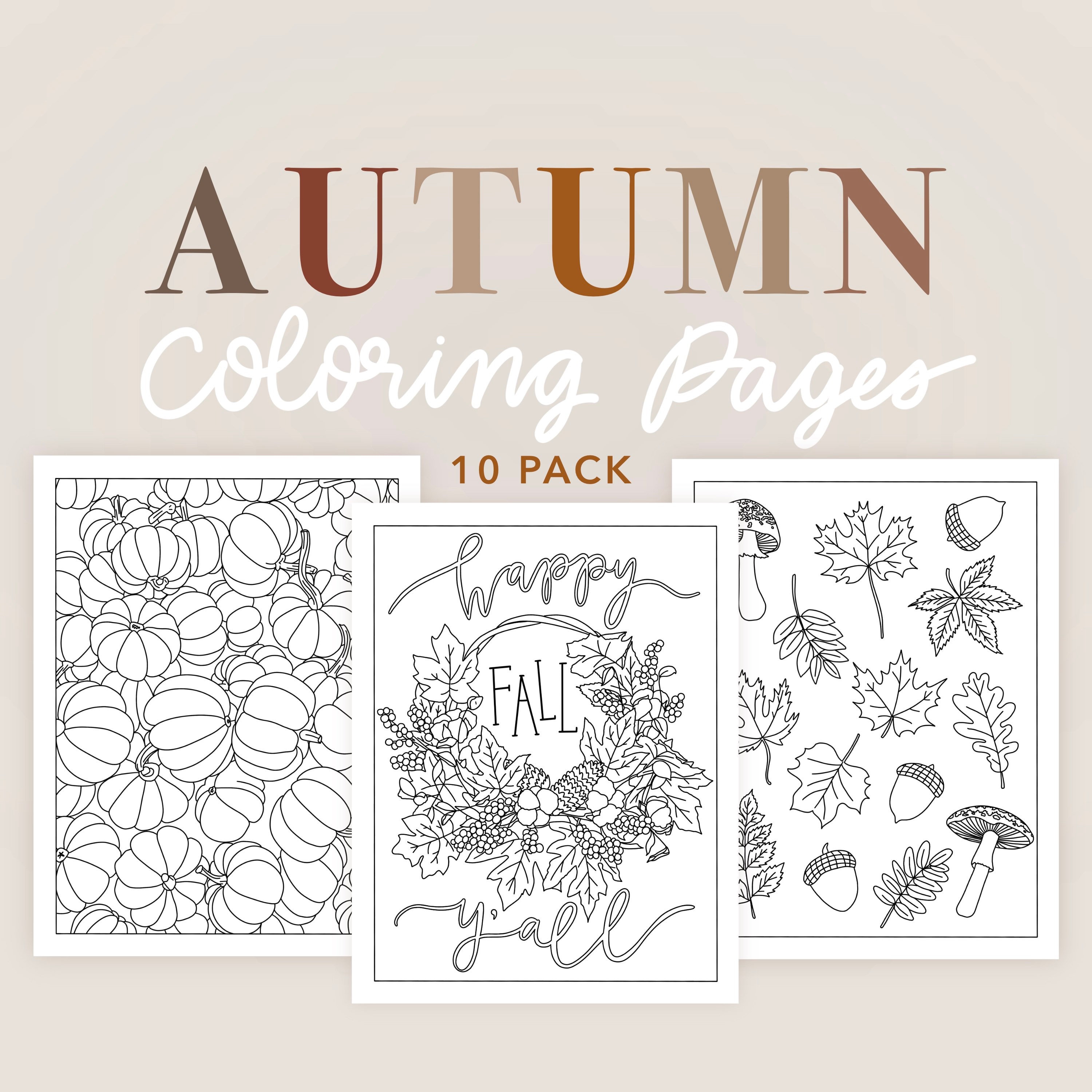 Autumn Themed Coloring Pages Pack - Il Fullxfull.3743023790 1p3h 