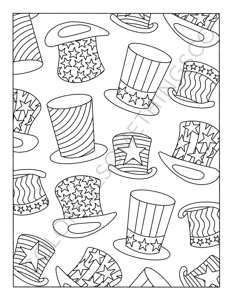 Fourth of July Themed Coloring Pages Pack of 10 Independence Day ...