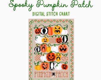 Pumpkin Patch Cross Stitch/Needlepoint Pattern | Halloween