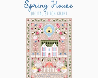 Spring House Cross Stitch Pattern | Holiday Seasonal Spring Craft