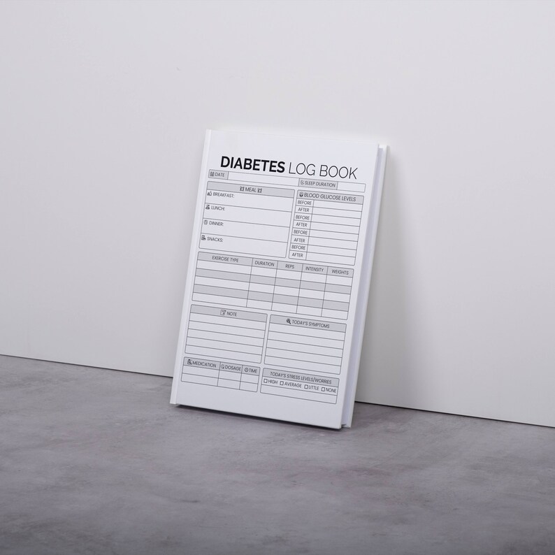 Diabetes Food Journal Diabetes Log Book Printable Diabetes Etsy