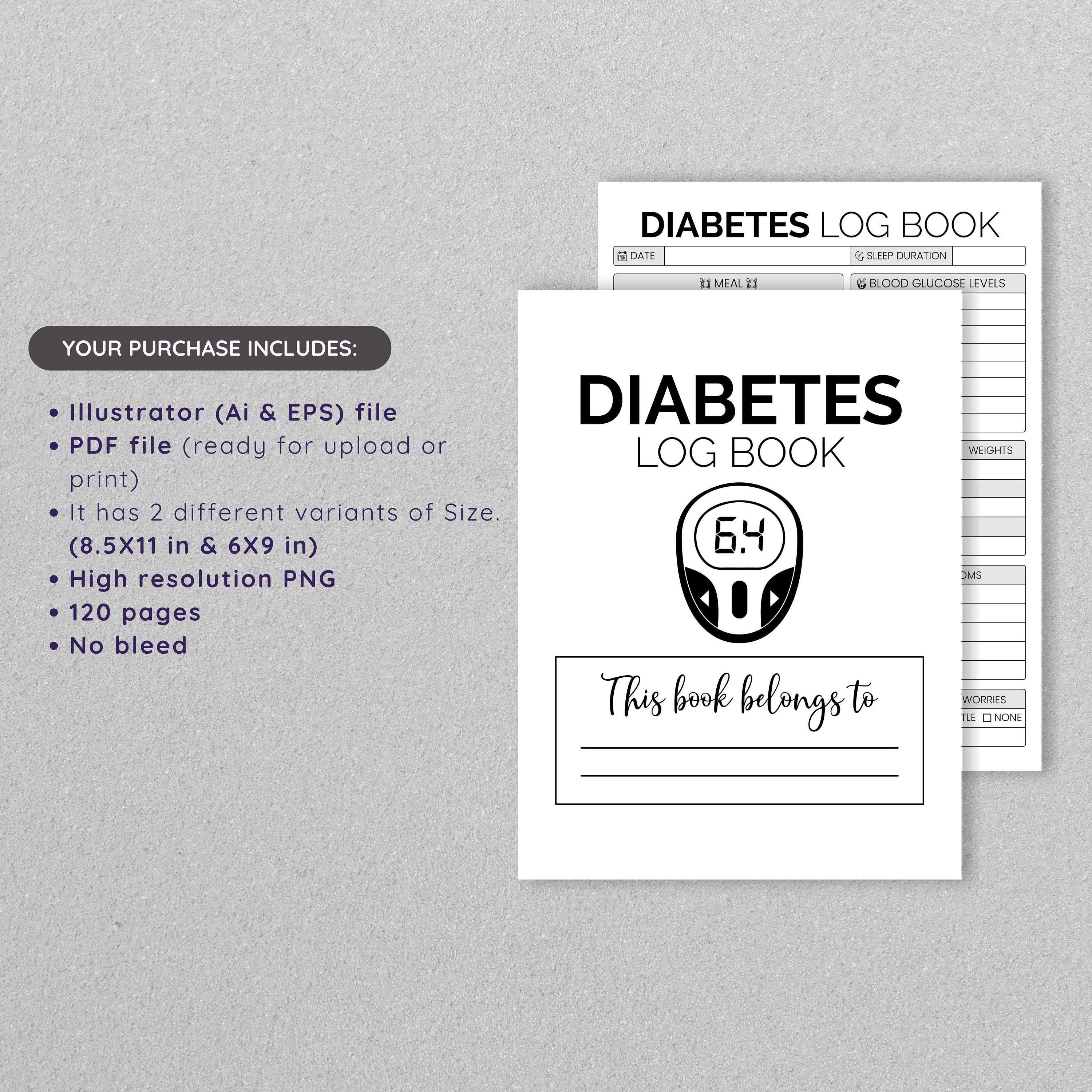 Diabetes Food Journal, Diabetes Log Book, Printable Diabetes Planner ...