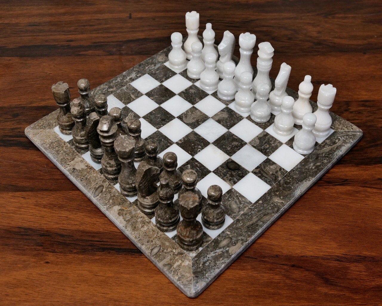 Oceanic & White Marble Chess Set – Royal Bishop - Marble Chess Store