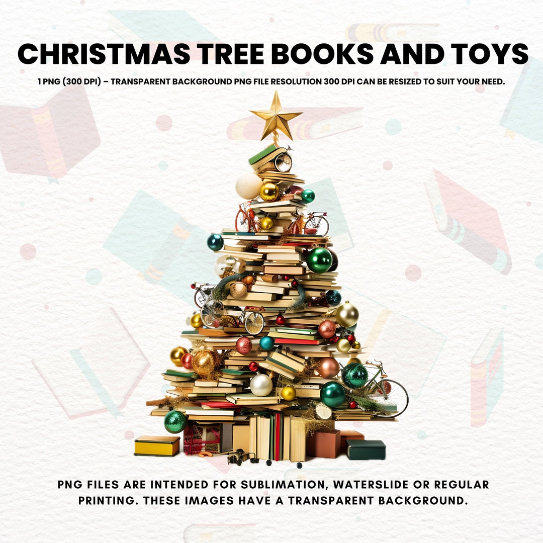 Christmas Tree Book Png Stacked Books Christmas Tree Clipart - Etsy