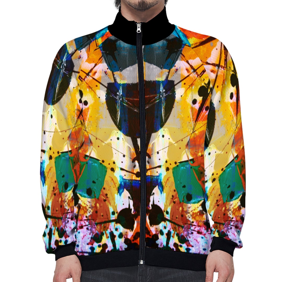 Graffiti Bomber Jacket Abstract Pattern Bomber Jacket All Etsy