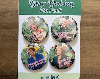 Golden Girls Pin Set | Bleib golden Pin-Rückseite | Designs von Blitz.INK