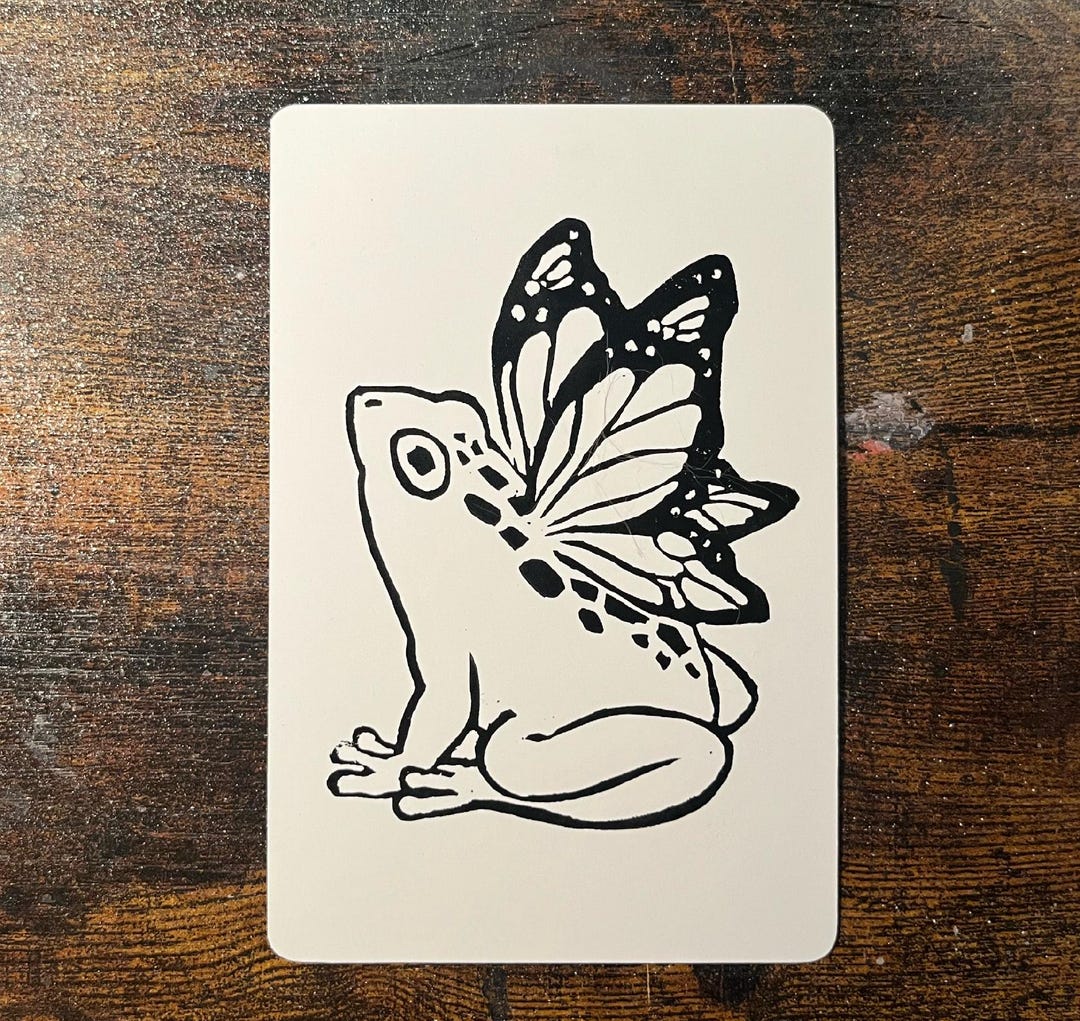 Magical Fairy Frog Linocut Block Print | 4 X 6 Mini Print | Printmaking ...