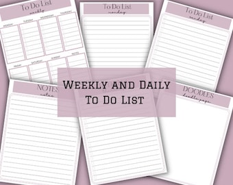 PRINTABLE To Do List | Weekly and Daily Blank Printable To Do List Checklist | Easy to Use, DIGITAL Download  | (A4 and US Letter Size)