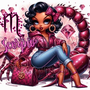 Skorpion Geburtstag, Betty boop, PNG, schwarze Betty, Sternzeichen,Svg Dateien, Sternzeichen Geschenke, Clip Art, Sublimation, hohe Auflösung, Cricut, dass Mädchen