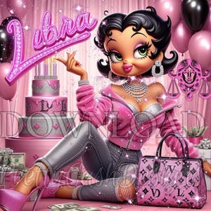 Betty boop png, Baddie, Betty boop png, Waage, Sternzeichen, Geburtstagskarte, Sublimation, PNG, DTF, hohe Auflösung, Horoskop, girly