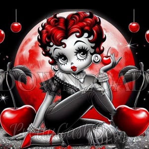 Cherry Moon Betty Boop / Stampe d'arte vintage stampabili per l'arredamento della casa - Galleria eclettica - Stampe d'arte eclettiche, Betty Boop Art