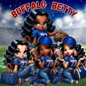 Betty Boop png, tifoso di football Buffalo png, pacchetto SVG Buffalo, per regalo di compleanno, maglietta, tazze, file PNG Buffalo, ragazze di football Betty Boop