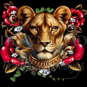 Löwin Porträt, Löwin Png, SVG-Dateien, Clip Art, Sublimation, PNG, hohe Auflösung, benutzerdefiniertes Logo, Tshirt-Design, Rose svg, digitale Datei