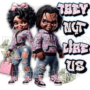 Roze, ze houden niet van ons, hiphop betty boop, zwarte Chucky, Betty boop svg, shirt, sublimatie, good guy doll png, DTF, png, digitale download