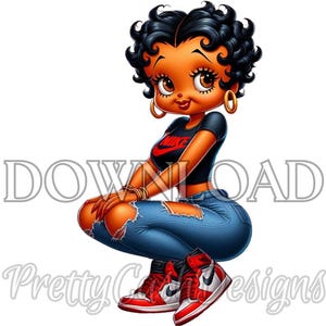 Sublimatie Betty Boop png, Betty Boop in rood zwarte sneakers, bestand met hoge resolutie voor DTF, warmteoverdracht, Svg-bestand, Betty Boop svg, tshirt