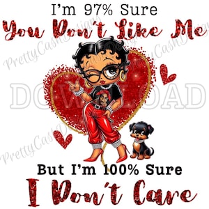 赤と黒のベティ・ブープ、PNG ファイル、I'm 97 Sure You Don't Like Me But I'm 100 Sure I Don't Care、黒人女性の名言、昇華デザイン、png