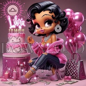 Betty boop png, méchant, Betty boop png, balance, zodiaque, carte d'anniversaire, sublimation, PNG, DTF, haute résolution, horoscope, girly