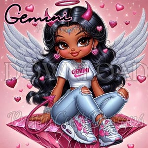 Astrology, Betty Boop png, Zodiac sign png, Gemini, Horoscope png, Birthday png, May, June birthstone, Sublimation, DTF, Tshirt, angel png