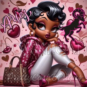 Anniversaire de Bélier Betty Boop, Lv Betty Boop, Bélier, zodiaque, fichiers Svg, Clip Art, Sublimation, PNG, DTF, haute résolution, cricut, Tshirt, cadeaux