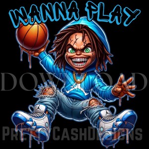 Envie de jouer, Air Chucky png, Amis d'horreur png, Effrayant, Chemise d'Halloween, Sublimation, Chucky png, Fichiers SVG, Effrayant, DTF, png, bleu, dessin animé