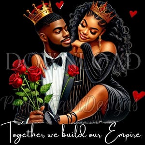 Pareja negra png, mujer afroamericana, esposo, rey, reina, cita inspiradora, parejas, boda, regalo de aniversario, regalo de pareja, png