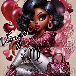 Virgo Birthday Betty boop, Lv Betty Boop, Virgo, Sternzeichen, SVG, Clip Art, Sublimation, PNG, hohe Auflösung, Tshirt, Geburtstagskarte