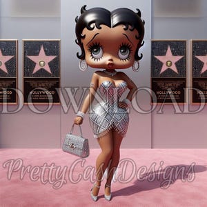 Betty Boop png, Svg-bestanden, roze esthetische appartement decor, Black Girl, mode kunst aan de muur, sublimatie, PNG, hoge resolutie, cricut, cadeau