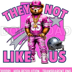 Sie mögen uns nicht Fußball png, Jordan png, Cowboys png, Football Saison, Dallas png, Sublimation, Bär png, DTF, png, Digital Download, Pink
