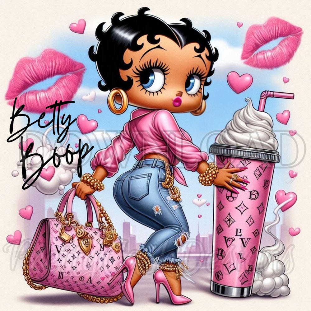 Alwaysky Style Pink Tumbler Betty Boop, Betty Boop Png, Betty Boop Tumbler Design, Tumbler Wrap, High Resolution, Sublimation, Digital Download, Girly