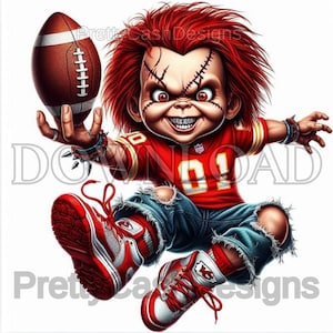 Chucky Football Game Day png, Fußball svg, Kansas, Chucky png, Horror png, Sublimation, Chucky, DTF, PNG, digitales Design, für Tshirt