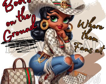 Betty Boots on the Ground Betty Boop PNG Digital File-Tumbler Betty Boop Cowgirl png Luggage Tag Clothing Party Favors, Western Betty boop