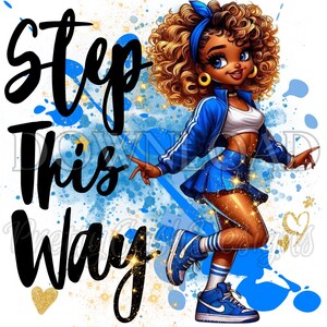 Step This Way PNG, They Not Like Us, Serena Williams-tekenfilm, Betty Boop draagt blauwe tennisrok, digitale download, tshirt, hiphop, blauw