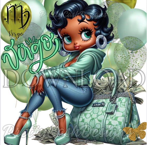 Black Betty Boop Purse Tumbler Wrap PNG, Betty Boop Designs