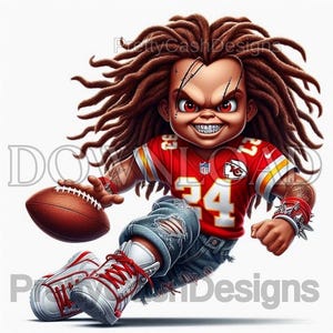 Chucky noir bien mec, football svg, Kansas, Chucky png, horreur png, sublimation, Chucky, DTF, png, téléchargement numérique, urbain, graphismes de tshirt