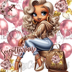 Sagittaire, anniversaire, blonde Betty Boop, Betty Boop png, fichiers Svg, clipart, sublimation, PNG, DTF, haute résolution, gobelet, cadeaux du zodiaque