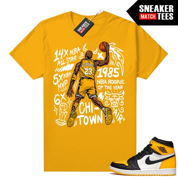 Taxi 1's shirts to match Sneaker Match Tees Yellow Gold "Slam Dunk"