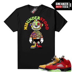 What the 5s Sneaker Match Tees Royal Black "Misunderstood Monkey Toon"