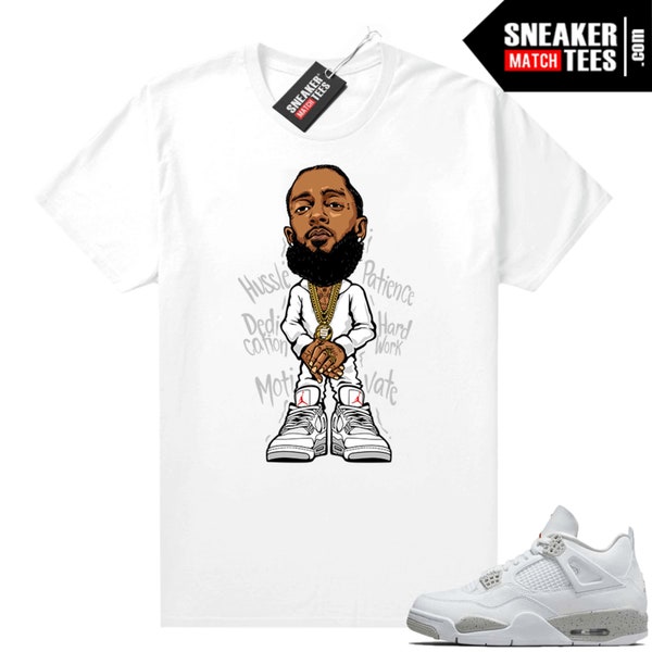 Chemises Oreo 4s blanches assorties aux tee-shirts Sneaker Match Blanc « Hussle »