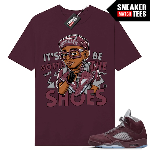 Burgundy 5s to Match Sneaker Match Tees Maroon  display picture 1