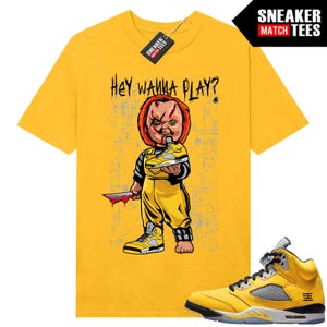 Jordan 5 Tokyo Matching Sneaker Tees Gelb Wanna Play